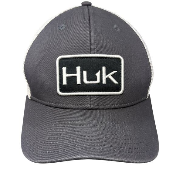 Huk Snapback Mesh Back Trucker Hat Gray One Size Colorblock Outdoor - Picture 1 of 9
